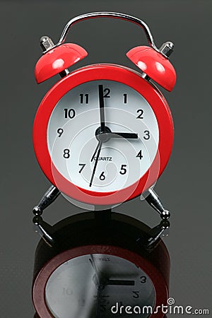 Red Alarm Clock Stock Photo
