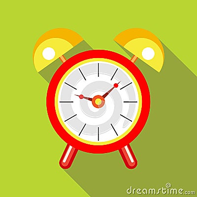 Red alarm clock icon in flat style Vector Illustration