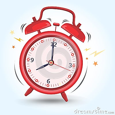 Red Alarm Clock Sounds Up Early Preparing for Morning Activity Vector Illustration Vector Illustration