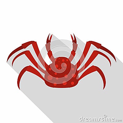 Red Alaska crab icon, flat style Vector Illustration