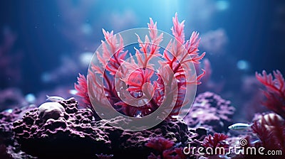 Red algae rhodophyta. Abstract close-up, selective focus, and creative lighting Stock Photo