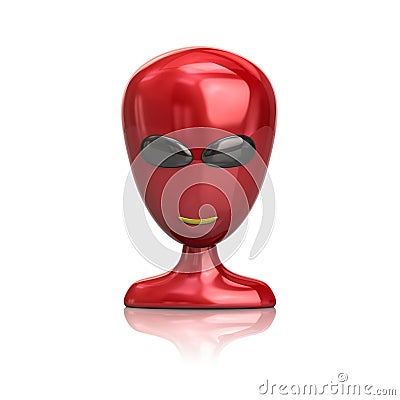 Red alien icon 3d illustration Cartoon Illustration