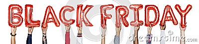 Red alphabet balloons forming the word black Friday Stock Photo