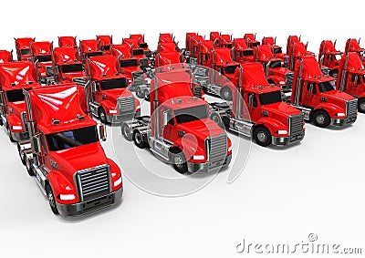 Red American Truck fleet Stock Photo