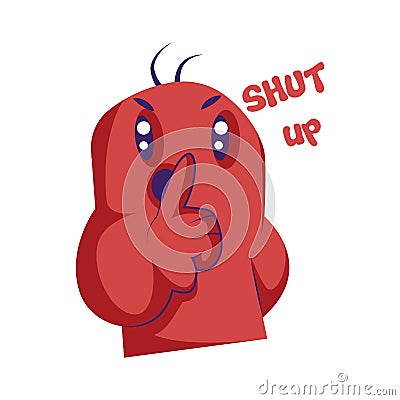 Red angry monster saying Shut up vector illustration on a Vector Illustration