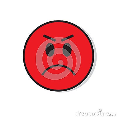 Red Angry Sad Face Negative People Emotion Icon Vector Illustration