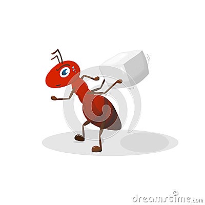 Red ant cartoon character.Objects on white background. Vector Illustration