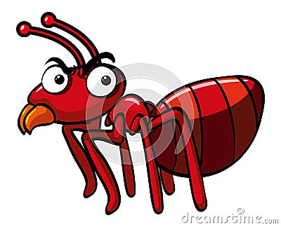 Red ant with serious face Vector Illustration