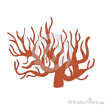 Red Antler Coral, Part Of Mediterranean Sea Marine Animals And Reef Life Illustrations Series Vector Illustration