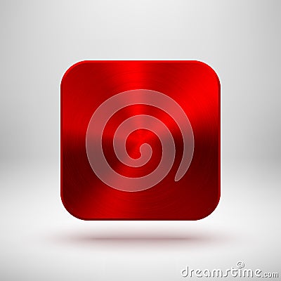 Red App Icon Template with Metal Texture Vector Illustration