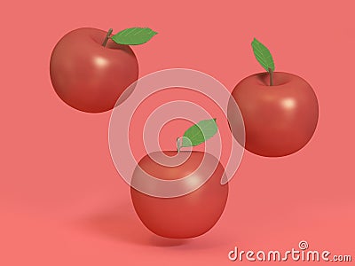 Red apple abstract floating red background 3d render Stock Photo