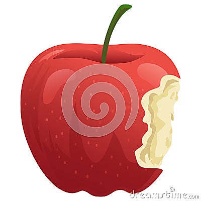 Red Apple Bitten Fresh Fruit Vector Flat Design Vector Illustration