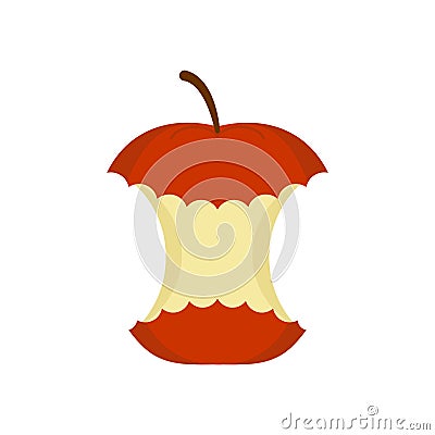 Red apple core isolated. rest of fruit on white background. Gar Vector Illustration