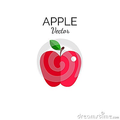 Red apple flat style icon, symbol. Vector Vector Illustration