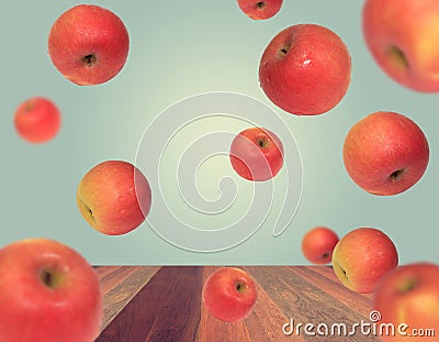Red Apple Floating Stock Photo