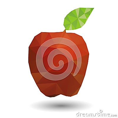 Red apple in geometric origami style Vector Illustration