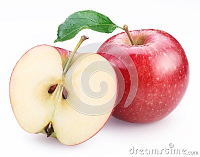 Red apple and half of red apple. Stock Photo