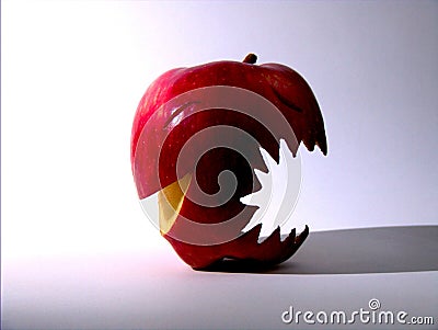 red apple with happy & angry face Stock Photo