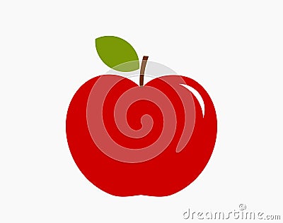 Red apple icon. Flat design apple fruit symbol. Vector illustration Vector Illustration