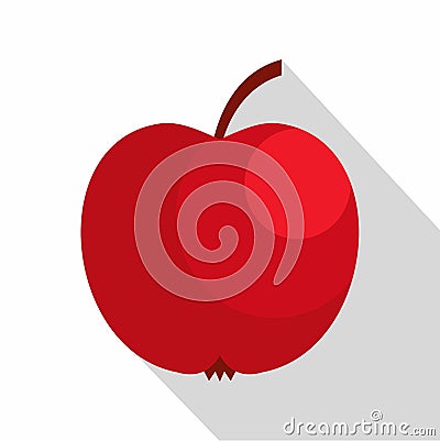 Red apple icon, flat style Vector Illustration