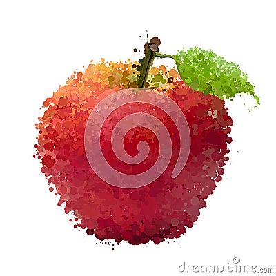 Red apple with leaf of blots Vector Illustration