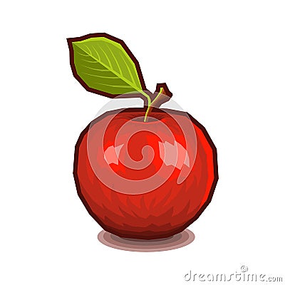 Red Apple with Leaf Icon. Vector Vector Illustration