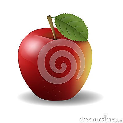 Red apple with a leaf vector Vector Illustration