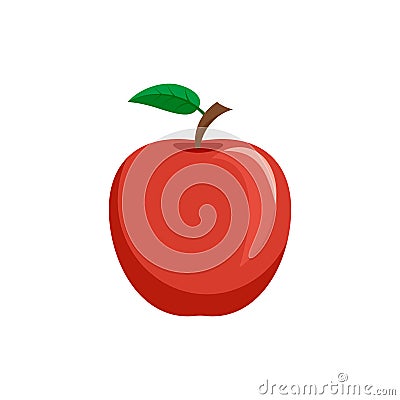 Red apple with a leaf on a white background Vector Illustration