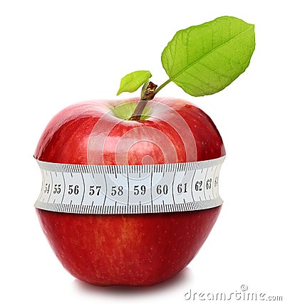 Red apple with measurement Stock Photo