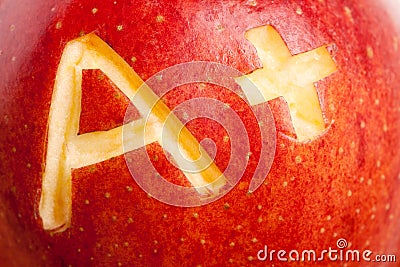 Red apple and A Plus sign Stock Photo