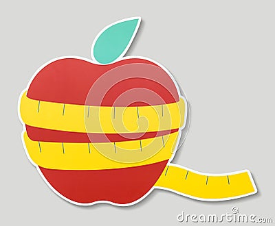 Red apple sign for dieting and healthy Stock Photo