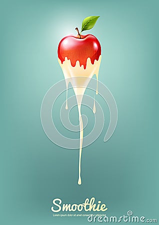 Red Apple Yogurt and Smoothie milk with fruit, Juice concept, Vector Illustration Vector Illustration