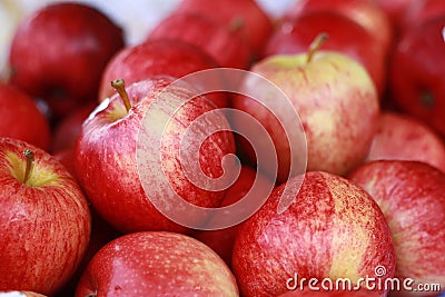 Red apples in the market. Stock Photo