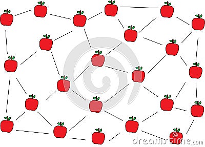 Red Apples pattern Design and apple network Vector Illustration