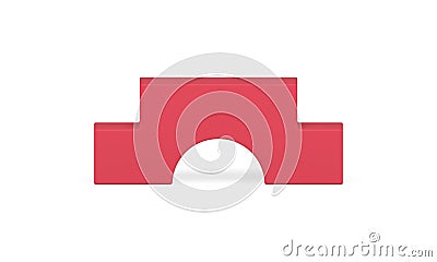 Red arch foundation staircase podium stage product presentation realistic vector illustration Vector Illustration