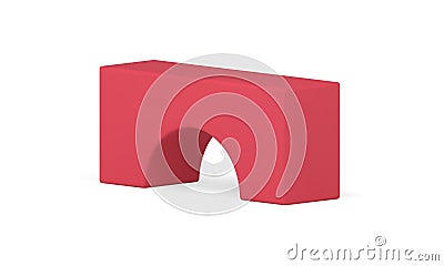 Red arch podium foundation basic rectangular geometric platform realistic vector illustration Vector Illustration