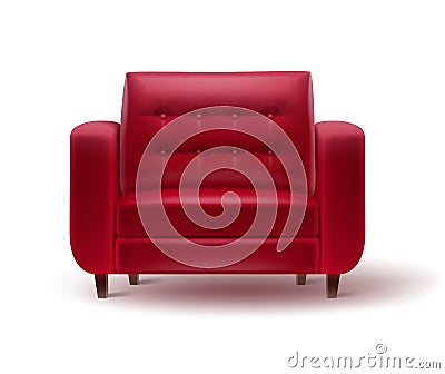 Red armchair for home or office interior Vector Illustration