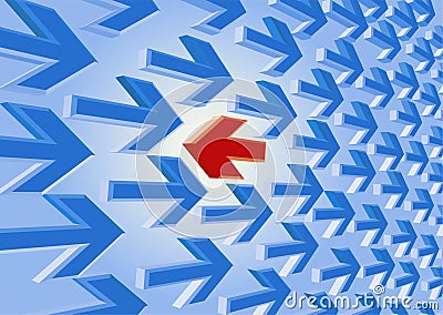 Red arrow against the current Vector Illustration