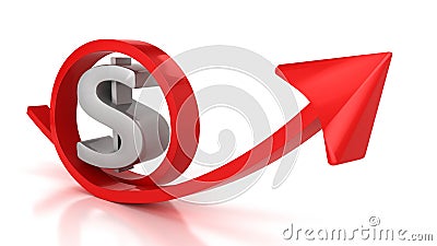 Red arrow and dollar sign Stock Photo