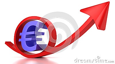 Red arrow and euro sign Stock Photo