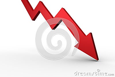 Red arrow pointing down Stock Photo