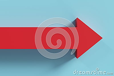 a red arrow progresses to the right and shows initiative, 3d rendering Stock Photo