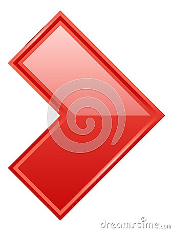 Red arrow sign. Glossy right direction pointer Vector Illustration