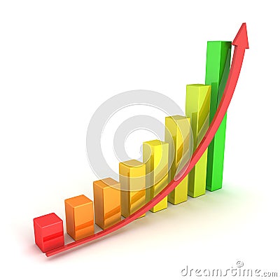 Red arrow and success colorful graph growing up Stock Photo