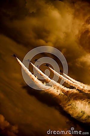 Red arrows display team Stock Photo