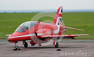 Red Arrows display team Hawk aircraft, modern fast jet. Editorial Stock Photo