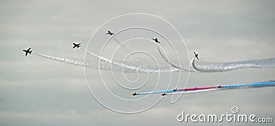 Red arrows formation flying Editorial Stock Photo