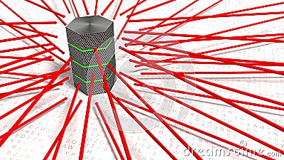 Red arrows pointing towards a server brute force attack concept Cartoon Illustration