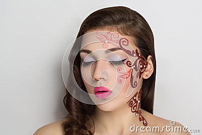 Red art make up Stock Photo