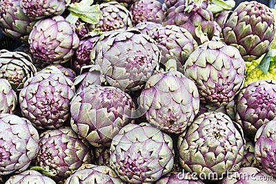 Red artichokes on display Stock Photo